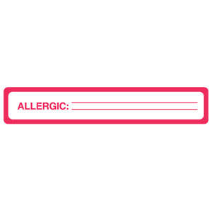 Tabbies Allergy Labels, "Allergic" White &  Red - 1"W x 5-1/2"H, 175 per Roll - 40561