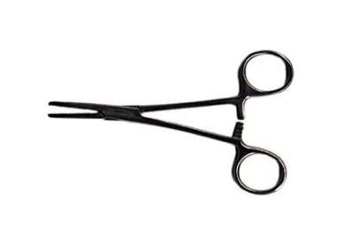 Medical Action Industries Hemostatic Forceps Mosquito 4-3/4 Inch Floor Grade Nickel Plated Stainless Steel Sterile Ratchet Lock Finger Ring Handle Straight Serrated Tip - 56220