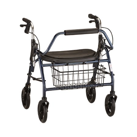 Mighty Mack - 4 Wheel Rollator Blue Adjustable Height / Extra Wide / Heavy Duty / Folding Aluminum Frame - 4216BL