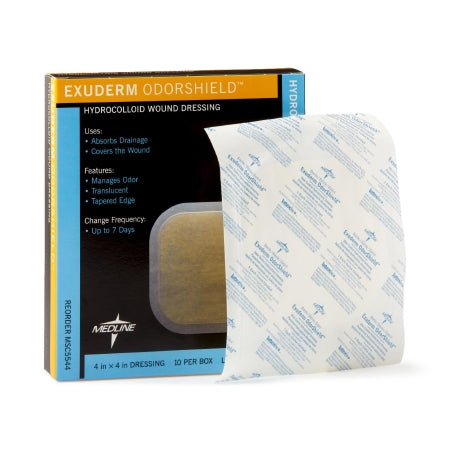 Exuderm OdorShield - Hydrocolloid Dressing 4 X 4 Inch Square Sterile - Medline - MSC5544