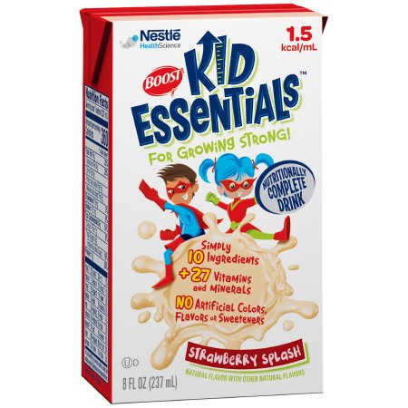 Nestle Healthcare Nutrition Boost Kid Essentials 1.5 Pediatric Oral Supplement / Tube Feeding Formula Strawberry Splash Flavor 8 oz. Tetra Brik Ready to Use - 10043900335992