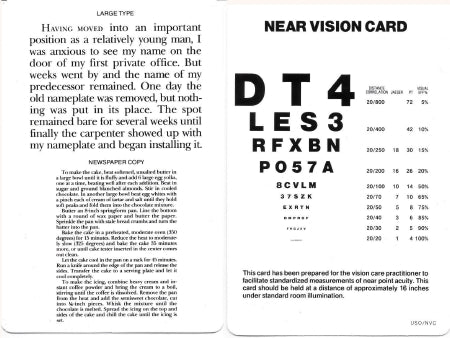 Bernell/Vision Training Products Near Vision Card 16 Inch - ODNVC