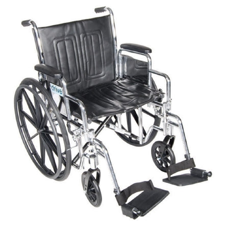 Drive Medical Chrome Sport Wheelchair Dual Axle Full Length Arm Padded, Removable Arm Style Mag Wheel Black 18 Inch Seat Width 300 lbs. Weight Capacity - CS18ADFA-ELR