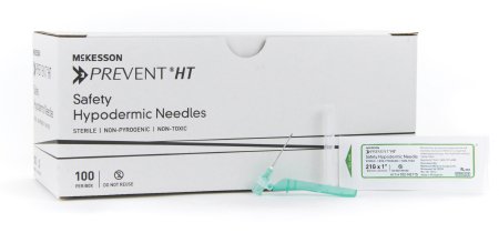 McKesson McKesson Prevent HT Hypodermic Needle Hinged Safety Needle 21 Gauge 1 Inch - 102-N211S