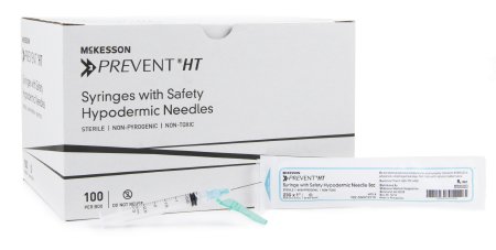 McKesson McKesson Prevent HT Syringe with Hypodermic Needle 3 mL 23 Gauge 1 Inch Detachable Needle Safety Hinged Needle - 102-SN3C231S