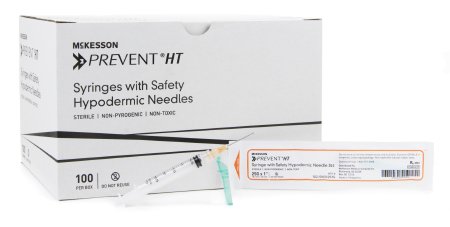 McKesson McKesson Prevent HT Syringe with Hypodermic Needle 3 mL 25 Gauge 1 Inch Detachable Needle Safety Hinged Needle - 102-SN3C251S