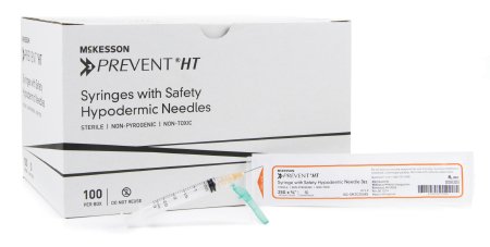 McKesson McKesson Prevent HT Syringe with Hypodermic Needle 3 mL 25 Gauge 5/8 Inch Detachable Needle Safety Hinged Needle - 102-SN3C2558S