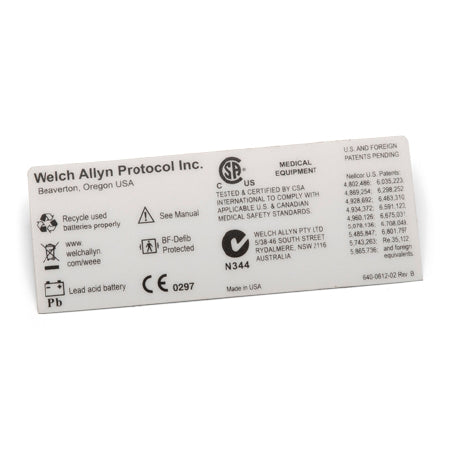 Welch Allyn - Pre-Printed Label Advisory Label - 640-0612-02