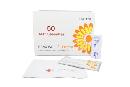 Hemosure - Rapid Test Kit Colorectal Cancer Screening Fecal Occult Blood Test (iFOB or FIT) Stool Sample 50 Tests - T1-CT50