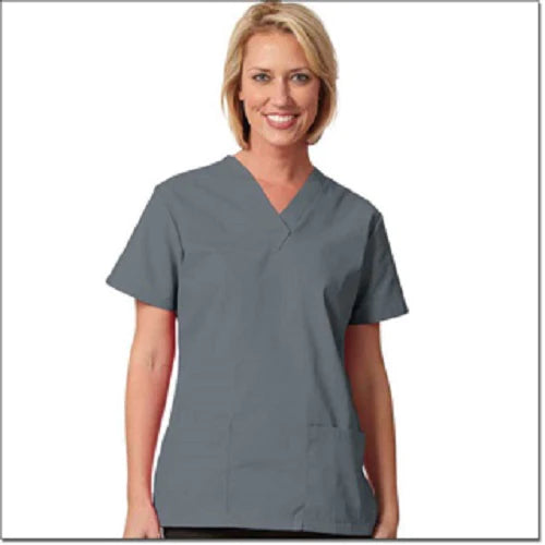 Fashion Seal Uniforms - Scrub Shirt X-Large Pewter 2 Pockets Short Set-In Sleeve Female - 7239-XL