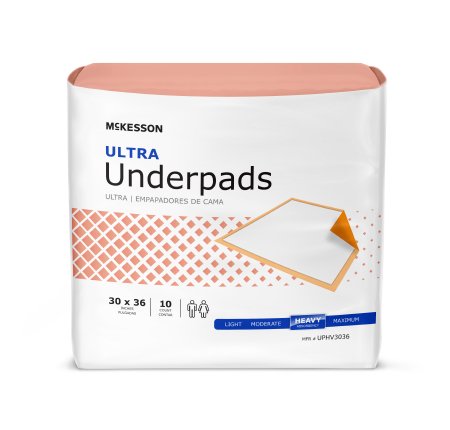 McKesson McKesson Ultra Underpad 30 X 36 Inch Disposable Fluff / Polymer Heavy Absorbency - UPHV3036