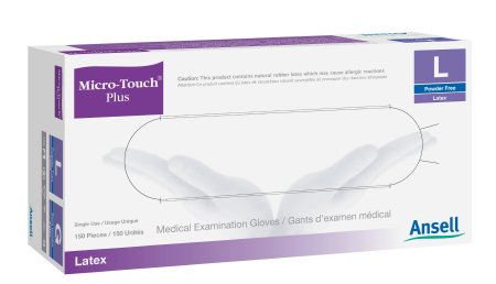 Ansell Micro-Touch Plus Exam Glove Medium NonSterile Latex Standard Cuff Length Fully Textured Ivory Not Chemo Approved - 6015302
