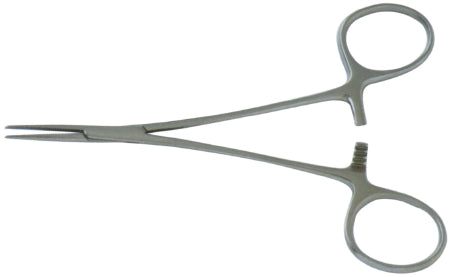 BR Surgical BR Surgical Hemostatic Forceps Micro-Jacobson 5 Inch Surgical Grade Stainless Steel NonSterile Ratchet Lock Finger Ring Handle Curved - BR12-21712