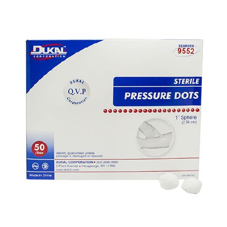 Dukal - Gauze Pressure Dot Nonwoven 1-Ply 1 Inch Sphere Sterile - 9552