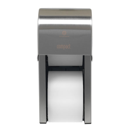 Georgia Pacific Compact Toilet Tissue Dispenser Silver Stainless Steel Manual 2 Rolls Vertical Mount - 56782