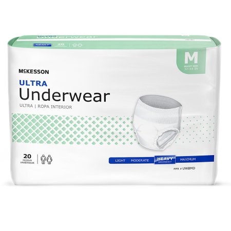 McKesson Ultra - Unisex Adult Absorbent Underwear Pull On with Tear Away Seams Medium Disposable Heavy Absorbency - UWBMD
