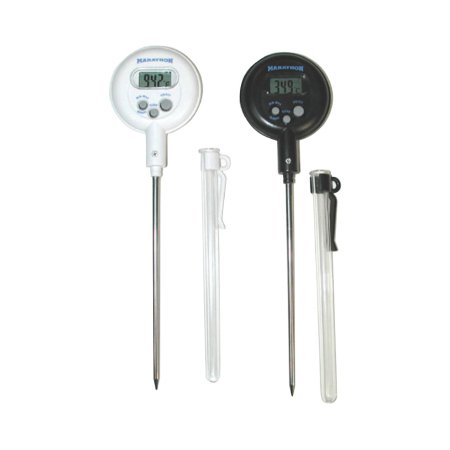 Marathon - Digital Laboratory Thermometer Fahrenheit / Celsius 14° to 392°F (-10° to +200°C) Stainless Steel Probe Free-standing Battery Operated - S40796