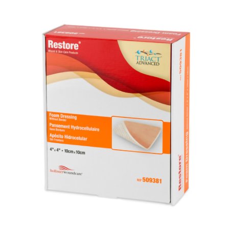Restore - Foam Dressing 4 X 4 Inch Square Non-Adhesive without Border Sterile - 509381