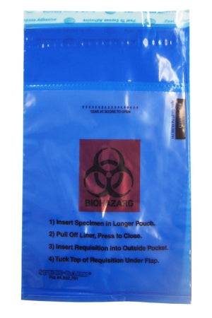 Minigrip Enhanced Speci-Gard Specimen Transport Bag with Document Pouch 6 X 10 Inch Polyethylene Biohazard Symbol / Storage Instructions / Instructions for Use Adhesive Closure NonSterile - SPEC-PNYB