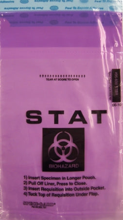 Minigrip Enhanced Speci-Gard Specimen Transport Bag with Document Pouch 6 X 10 Inch Polyethylene Biohazard Symbol / Storage Instructions / Instructions for Use Adhesive Closure NonSterile - SPEC-PNYB