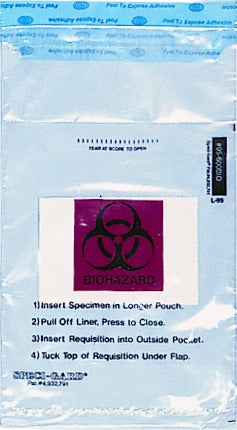Minigrip Speci-Gard Specimen Transport Bag with Document Pouch and Absorbent Pad 6 X 10 Inch Polyethylene Biohazard Symbol / Storage Instructions / Instructions for Use Adhesive Closure NonSterile - UF95-BDES