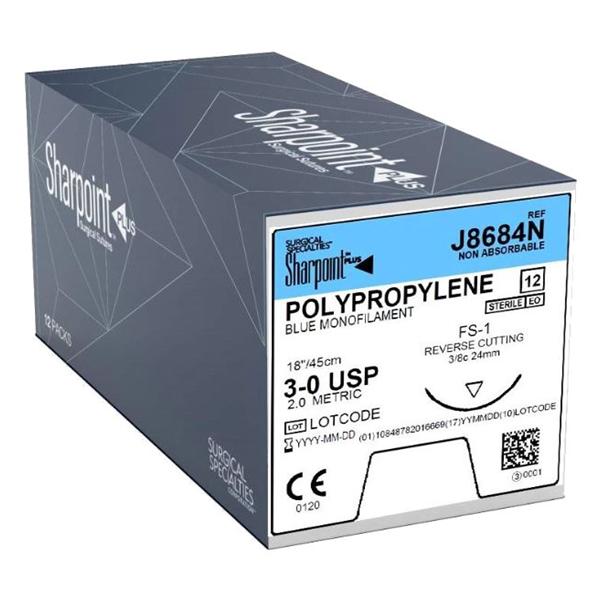 Look/Div Surgical Specialties Suture 3-0 Polypropylene Ds-24 Blue 18" Monofilament 12/Bx - J8684N