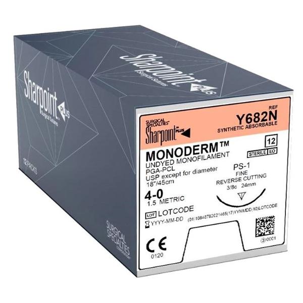 Look/Div Surgical Specialties Suture 4-0 Glycolide Dgl24 Monoderm Undyed 18" Monofilament 12/Bx - Y682N