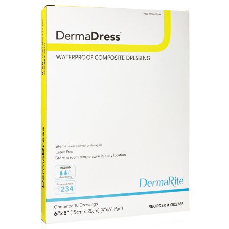 DermaDress - Composite Dressing Waterproof 6 X 8 Inch Polyester / Rayon / Nonwoven Sterile - 00278E