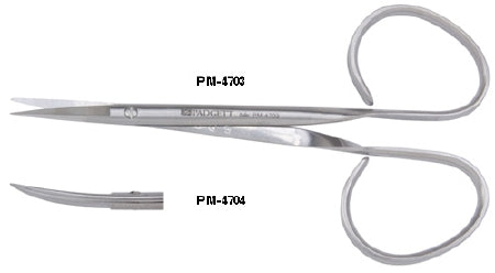 Miltex Padgett Iris Scissors 4 Inch Length Surgical Grade Stainless Steel NonSterile Ribbon Style Finger Ring Handle Straight Blade Sharp/Sharp - PM-4703