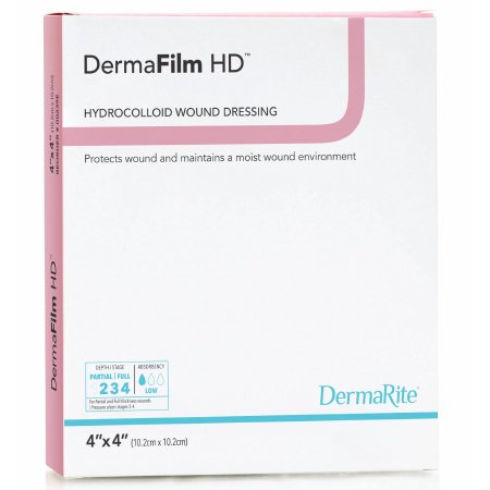 DermaFilm - Hydrocolloid Dressing 4 X 4 Inch Square Sterile - 00219E