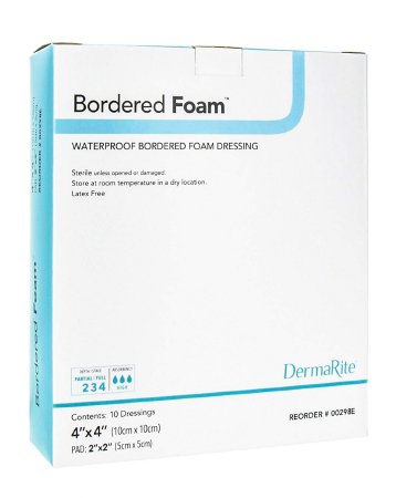 DermaRite Industries BorderedFoam Foam Dressing 4 X 4 Inch Square Adhesive with Border Sterile - 00298E