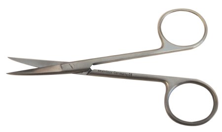 BR Surgical - Iris Scissors 4 Inch Length Surgical Grade Stainless Steel NonSterile Finger Ring Handle Curved Sharp Tip / Sharp Tip - BR08-34110