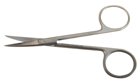 BR Surgical BR Surgical Iris Scissors 4 Inch Length Surgical Grade Stainless Steel NonSterile Finger Ring Handle Curved Sharp/Sharp - BR08-33910