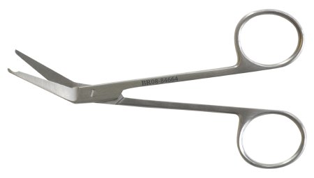 BR Surgical - Stitch Scissors 4-1/2 Inch Length Finger Ring Handle Angled Sharp Tip / Sharp Tip - BR08-84664
