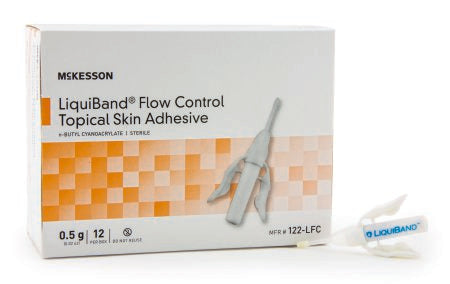 McKesson McKesson LiquiBand Flow Control Skin Adhesive 0.5 mL Liquid Precision Applicator Tip n-Butyl Cyanoacrylate - 122-LFC
