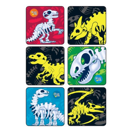 Kids Love Stickers - 90 per Unit Glow-In-The-Dark Dinosaur Bones Sticker - 2893P