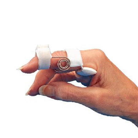 Patterson Medical Supply LMB Finger Extension Splint Spring Coil Metal Left or Right Hand Silver / White Size A - 708000