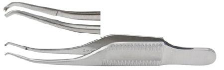 Miltex - Corneal Utility Forceps Troutman-Barraquer-Colibri 3 Inch Length OR Grade German Stainless Steel NonSterile NonLocking Thumb Handle Angled 45° 1 X 2 Teeth with Tying Platform - 18-827