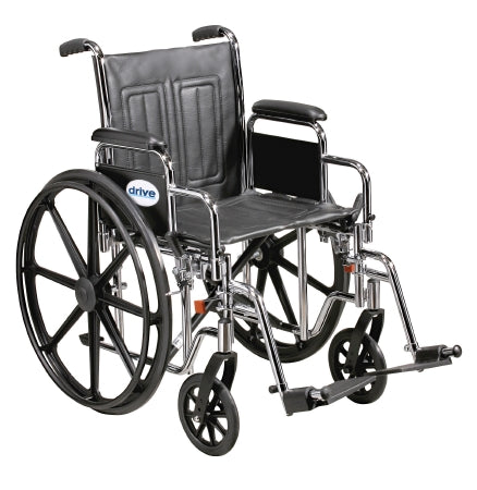 Drive Medical Sentra EC Bariatric Wheelchair Heavy Duty Desk Length Arm Padded, Removable Arm Style Mag Wheel Black 20 Inch Seat Width 450 lbs. Weight Capacity - STD20ECDDAHD-SF