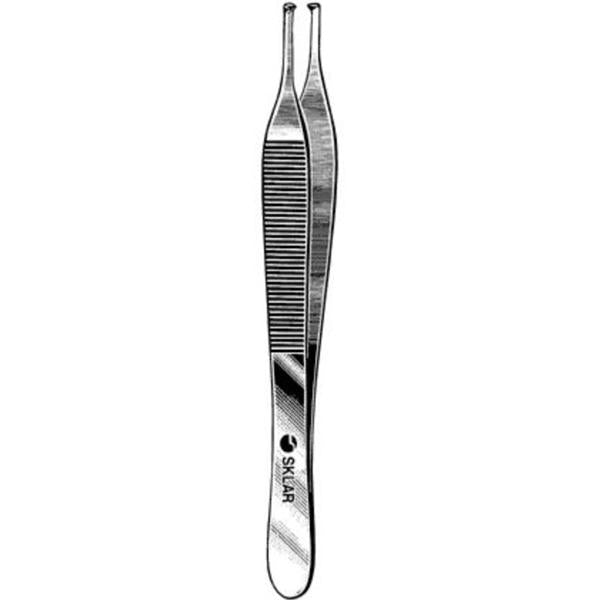 Sklar Instruments Forcep Tissue Adson Sklarlite 4-3/4" Smooth Jaw Straight 1X2 Teeth Ss Ea - 23-2602