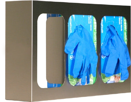 Bowman Manufacturing Triple with Dividers Glove Box Holder Horizontal or Vertical Mount 3-Box Silver 3-3/4 X 10 X 15-3/4 Inch Steel - GS-123-DISP
