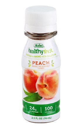 Hormel Food Sales Healthy Shot Double Protein Oral Protein Supplement Peach Flavor 2.5 oz. Bottle Ready to Use - 72855