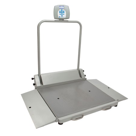 Health O Meter - Wheelchair Scale Digital LCD Display 1000 lbs. / 454 kg Capacity Gray AC Adapter / Battery Operated - 2610KL
