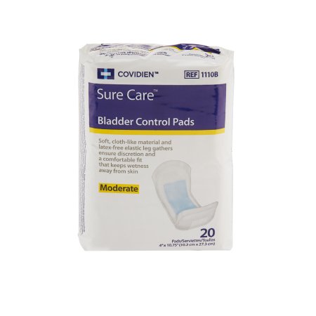 Sure Care - Bladder Control Pad 4 X 10-3/4 Inch Moderate Absorbency Polymer Core One Size Fits Most Adult Unisex Disposable - 1110B