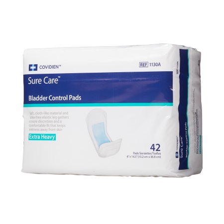 Cardinal Sure Care Bladder Control Pad 14-1/2 Inch Length Heavy Absorbency Polymer One Size Fits Most Unisex Disposable - 1130A