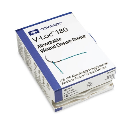 V-Loc 180 Wound Closure Device - Suture with Needle Absorbable Coated Green Suture Barbed Monofilament Polyglyconate Size 3 - 0 6 Inch Suture 1-Needle 26 mm Length 1/2 Circle Taper Point Needle - VLOCL0604