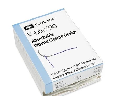 Covidien V-Loc 90 Wound Closure Device Suture with Needle Absorbable Uncoated Undyed Suture Barbed Monofilament Polyester Size 3-0 18 Inch Suture 1-Needle 24 mm Length 3/8 Circle Reverse Cutting Needle - VLOCM0124