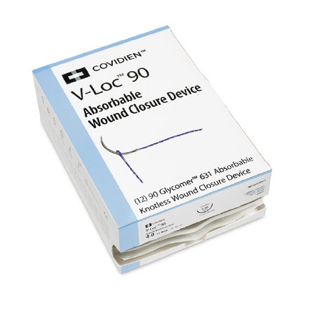 V-Loc 90 Wound Closure Device - Suture with Needle Absorbable Uncoated Undyed Suture Barbed Monofilament Polyester Size 3 - 0 23 Inch Suture 1-Needle 24 mm Length 3/8 Circle Reverse Cutting Needle - VLOCM0134