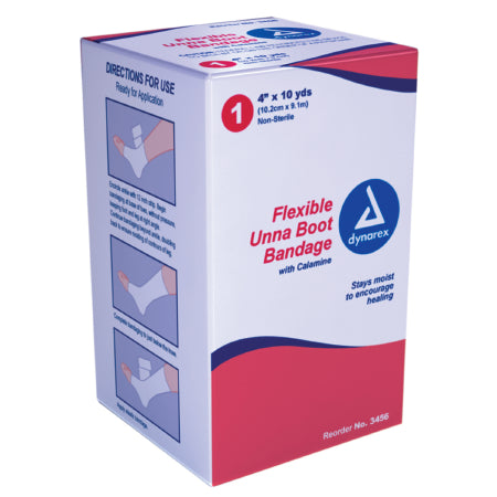 Dynarex Unna Boot Bandage 10 Yard L X 4 Inch W Zinc Oxide, Calamine NonSterile - 3456