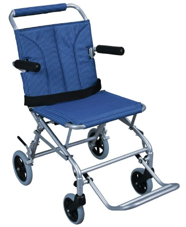 Drive Medical Super Light Folding Transport Chair Aluminum Frame 250 lbs. Weight Capacity Flip Back / Padded Arm Blue - SL18